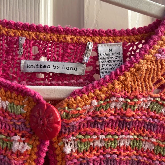 Hand-Knitted Vibrant Multicolor Cardigan - Picture 2 of 5